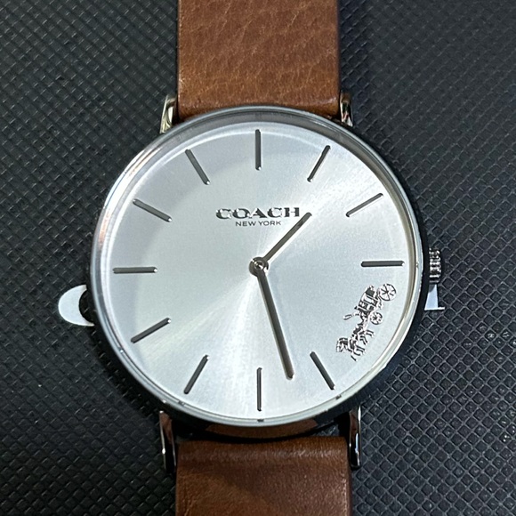 Coach Perry Watch With 36mm Silver Face & Brown Leather Band - Picture 2 of 7